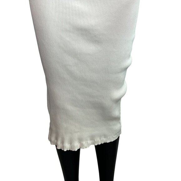 Zara Beige Ribbed Knit Midi Dress Small – Square Neck Crisscross Back - Picture 9 of 12